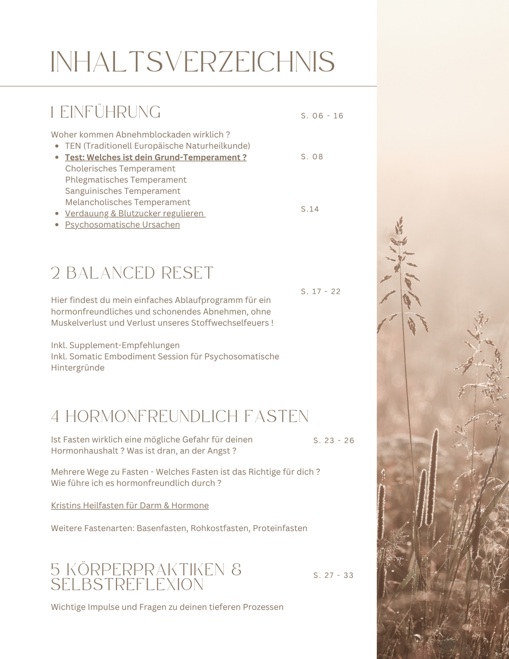 inhalte gesund fasten und abnehmen, gewichtsreduktion, temperamentenlehre